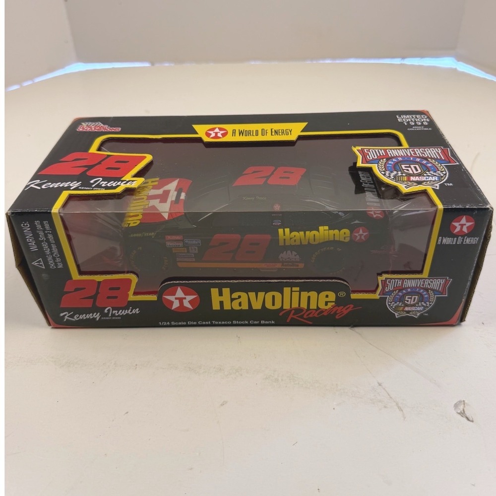 Racing Champions Kenny Irwin 28 Havoline 1998 50th NASCAR 1/24 Diecast Car Bank